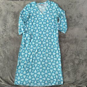Natori Kaftan Caftan Long Maxi Nightgown Loungewear SMALL Blue